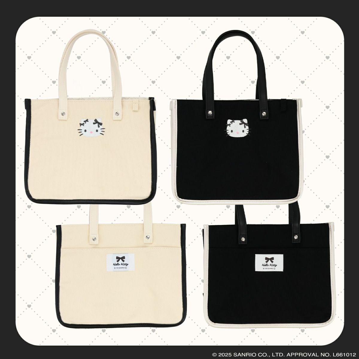 ハローキティ モノトーンリボンシリーズ トートバッグ ＜ ブラック ＞