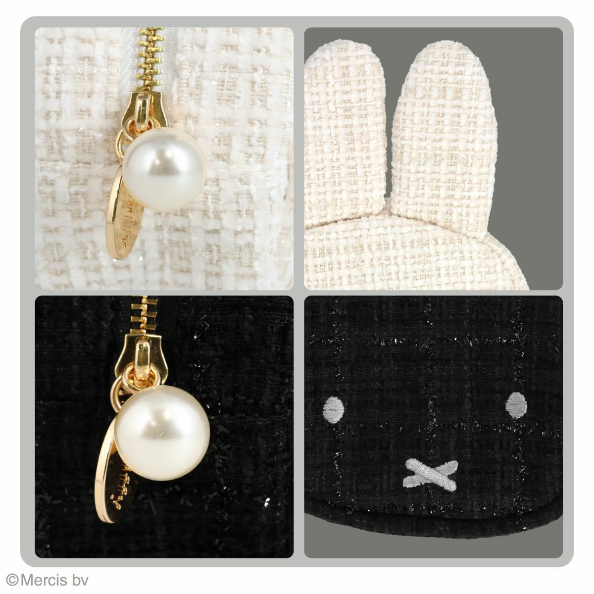 miffy ツイード&パールシリーズ ツイードダイカットポーチ ＜ BLACK ＞