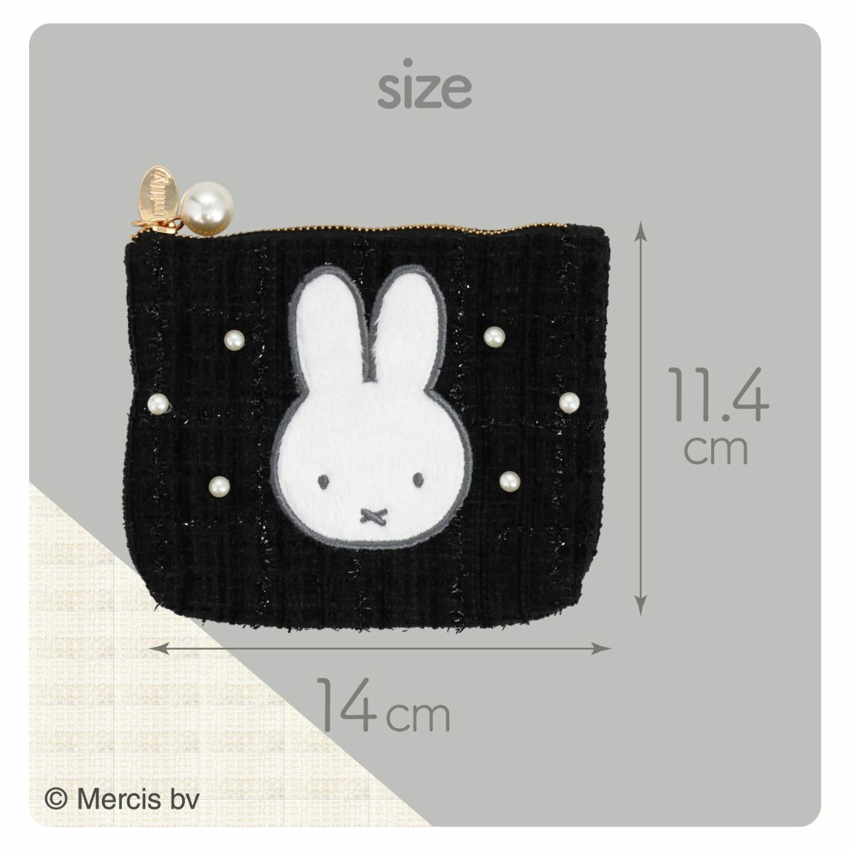 miffy ツイード&パールシリーズ ツイードティッシュケース ＜ BLACK ＞