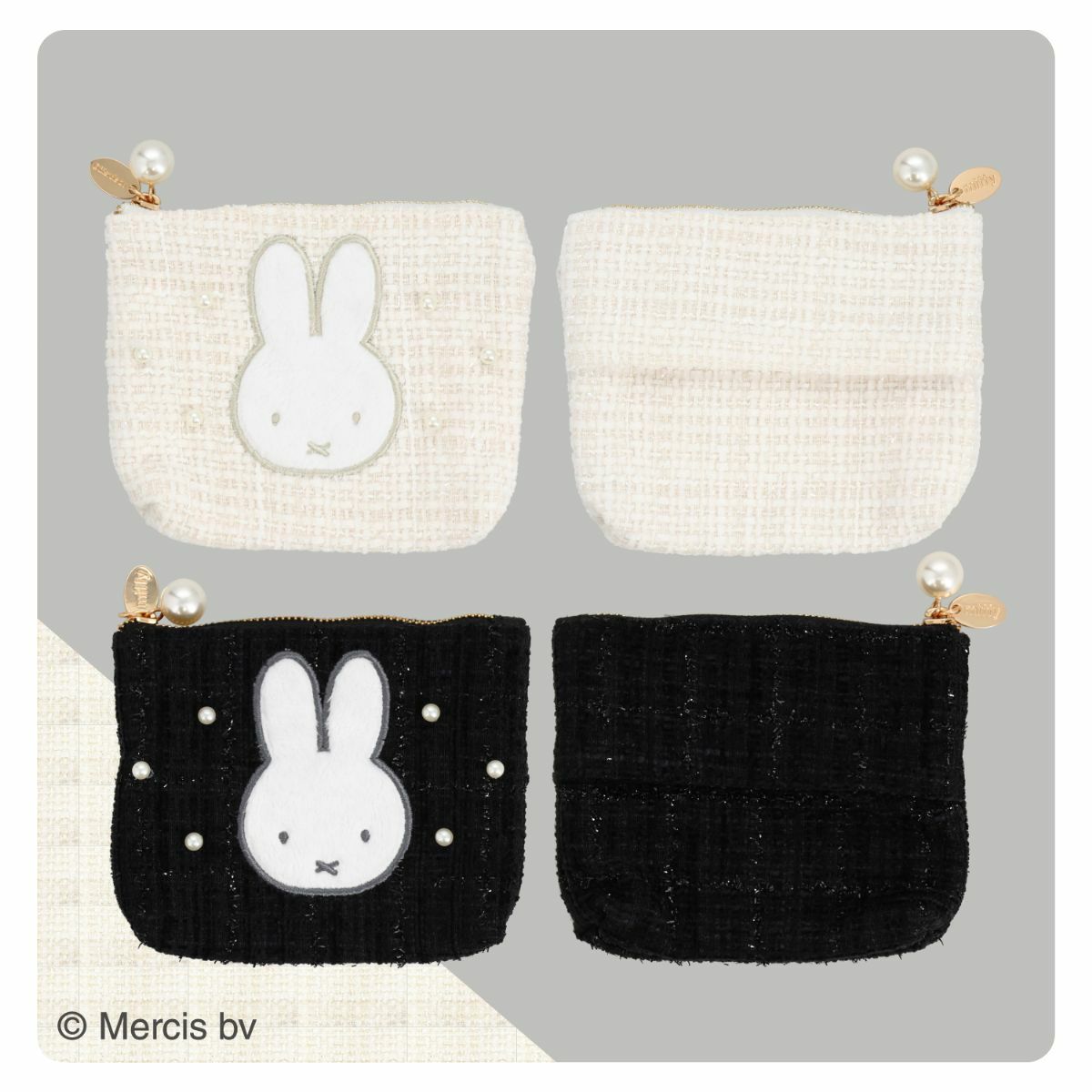 miffy ツイード&パールシリーズ ツイードティッシュケース ＜ BLACK ＞
