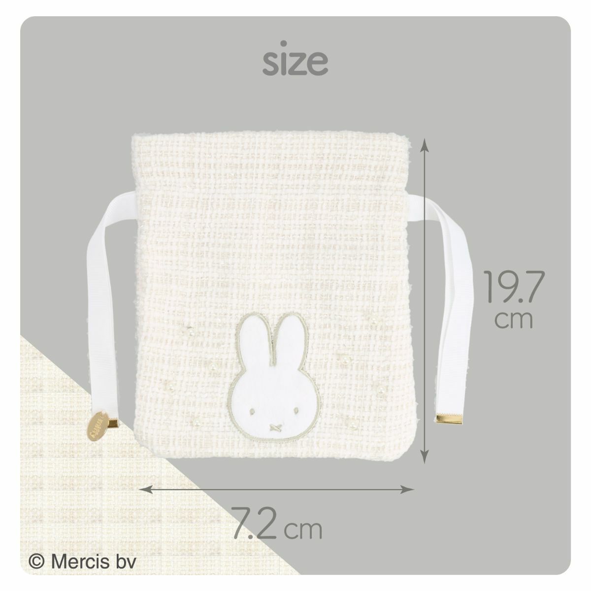 miffy ツイード&パールシリーズ ツイード巾着ポーチ ＜ WHITE ＞
