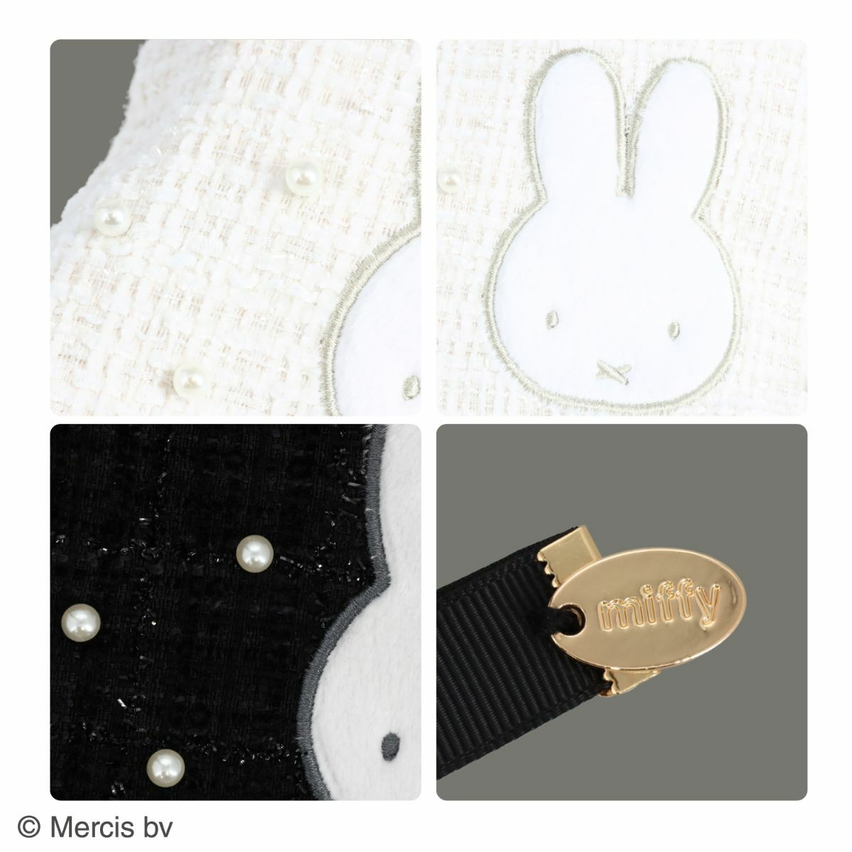 miffy ツイード&パールシリーズ ツイード巾着ポーチ ＜ WHITE ＞