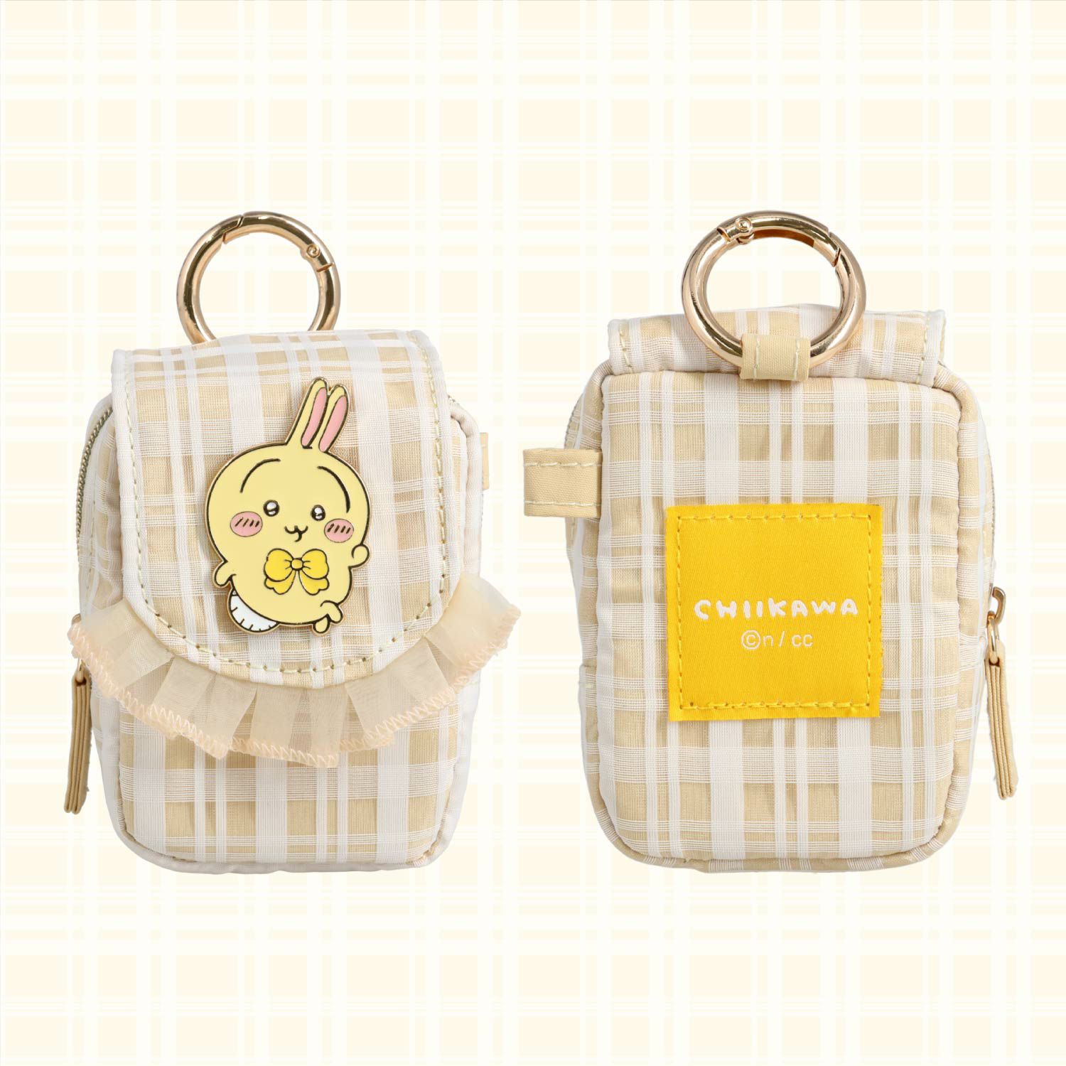 ちいかわ チェックシリーズ カラビナ付きミニポーチ ＜ちいかわ/ハチワレ/うさぎ/モモンガ＞ 粧美堂 shobido