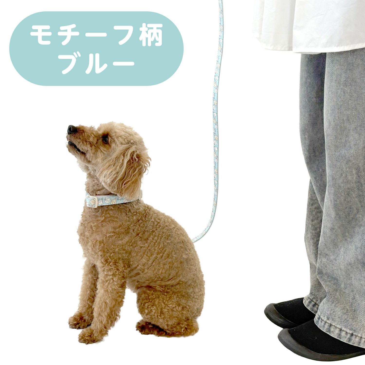 ちいかわ 小型犬用 リード ＜モチーフ柄ブルー/モチーフ柄ピンク/合皮アイボリー/合皮ピンク＞