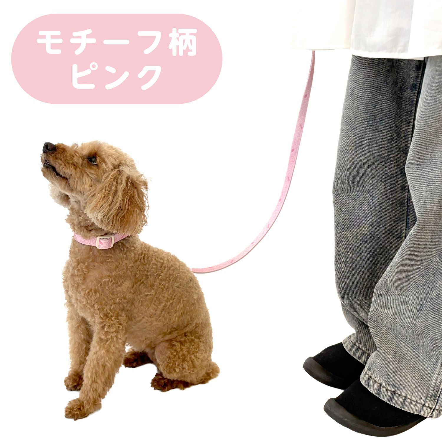 ちいかわ 小型犬用 リード ＜モチーフ柄ブルー/モチーフ柄ピンク/合皮アイボリー/合皮ピンク＞