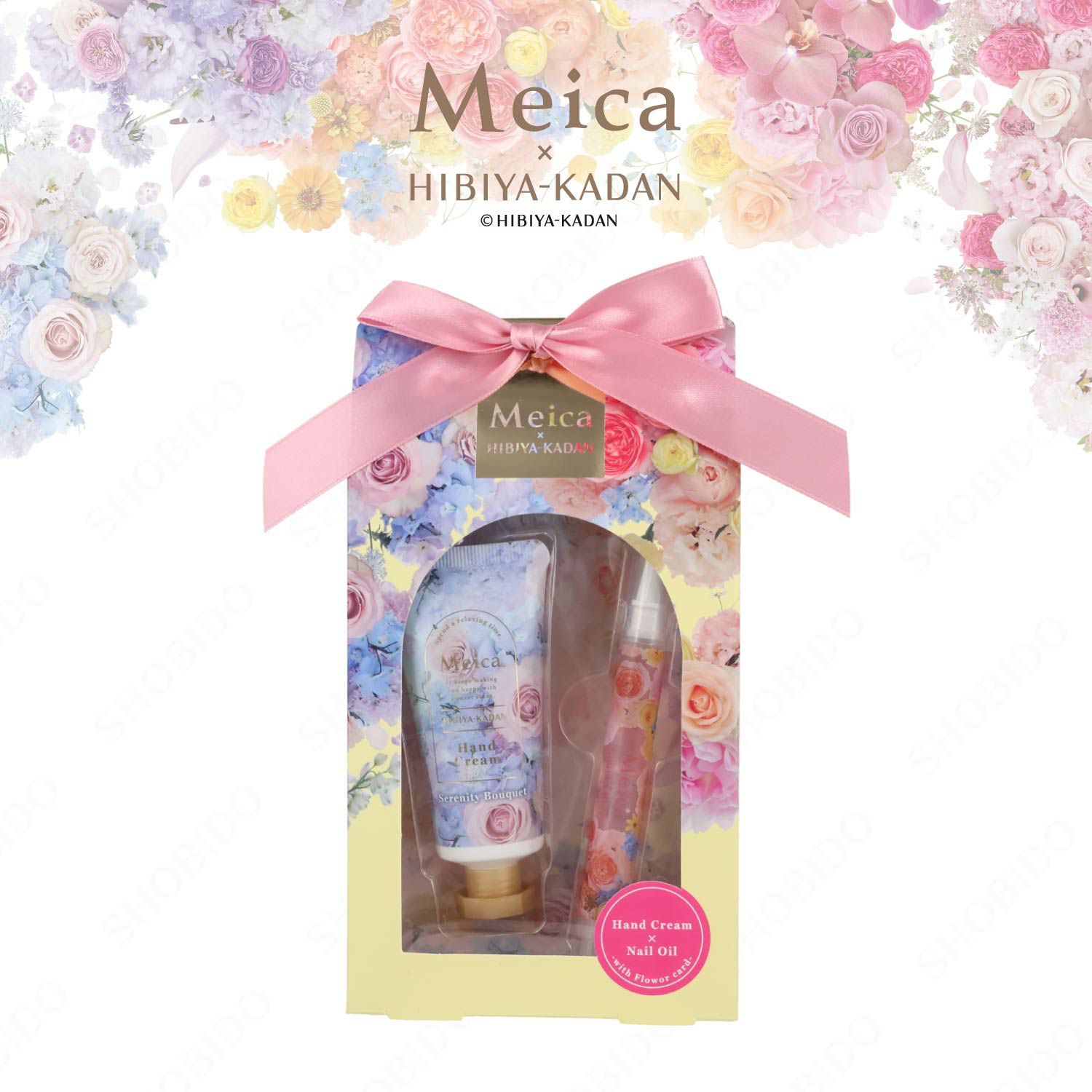 Meica 日比谷花壇コラボ ハンドクリーム＆ネイルオイル ＜セレニティ＆ジョイフルブーケ/オーラ＆エンブレイスブーケ＞ メイカ 粧美堂 shobido