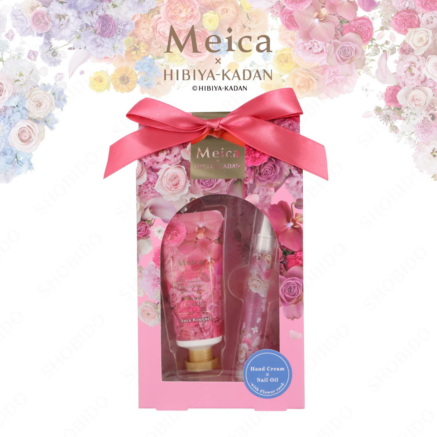 Meica 日比谷花壇コラボ ハンドクリーム＆ネイルオイル ＜セレニティ＆ジョイフルブーケ/オーラ＆エンブレイスブーケ＞ メイカ 粧美堂 shobido